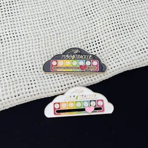 Metal mood tracker enamel pin creative social battery brooch for clothing bag decor