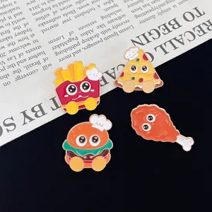 Cute Cartoon Fast Food Enamel Brooch Pins Set Zinc Alloy Hamburger Fries Pizza Fried Chicken Leg Creative Badges For Backpack Clothing Women Men Jewelry