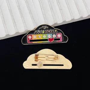 Creative mood tracker enamel brooch pin, metal cloud badge with sliding heart indicator for clothes.
