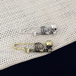 Punk gothische schedel veiligheidsspeld broche donkere stijl retro skelet kleding accessoires