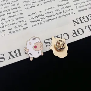 Cute cartoon sheep enamel lapel pin, creative couple backpack accessory and metal brooch badge.