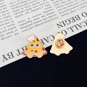 Cute cartoon pizza enamel lapel pin brooch alloy cute food badge accessories for clothes bag