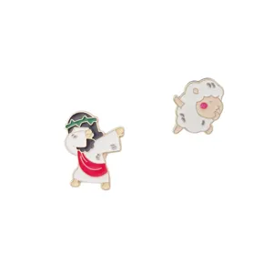 Funny cartoon Jesus and cute sheep enamel pin set, creative brooch for backpack and clothes.