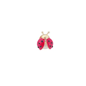 Leuke rode emaille lieveheersbeestje broche met fonkelende kristallen en parel. Mode.