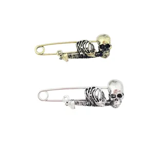 Punk stijl schedel broche pinnen gotische vintage skeleton veiligheidsspeld kleding