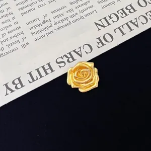 Vintage gold rose flower brooch elegant metallic pin exquisite clothes accessory for women
