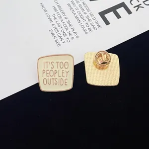 Alloy enamel pin featuring a funny English quote text design, perfect for clothing and bags decoration.