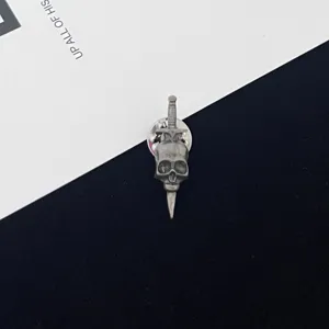 Vintage gothic skull dagger brooch pin retro metal accessories dark style pins.