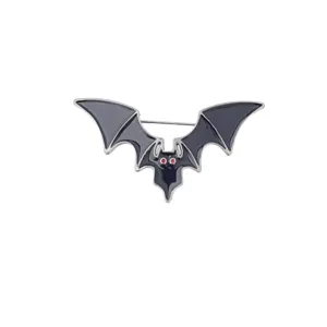Halloween bat enamel brooch pin with red eyes gothic devil wing metal badge accessory