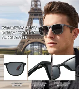 Men's women's polarized fashion sunglasses with matte grey frame for outdoor daily wear.