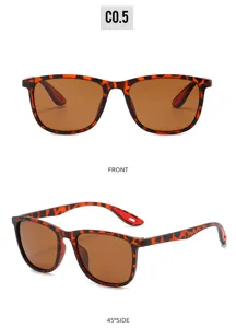 Classic tortoise shell rectangular sunglasses for men and women, stylish outdoor eyewear.