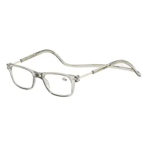 Gafas de lectura grises claras con diseño magnético de cuello y montura plegable diaria