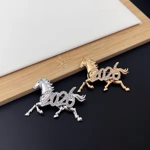 2026 Year of the Horse Rhinestone Brooch Pin Fashionable Elegant Apparel Accessory