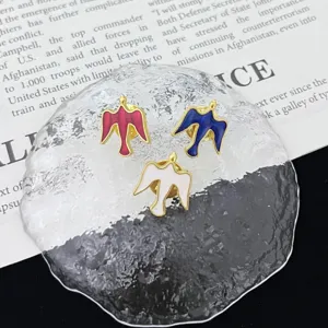 Vintage Enamel Dove Cross Brooch Pin Gold Plated Zinc Alloy Badge Fashion Clothes Accessories Unisex Jewelry Gift