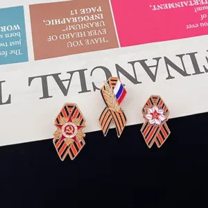 Δημιουργική Σοβιετικού Στυλ Μετάλλιο Καρφίτσα Πιν Κορδέλα του Αγίου Γεωργίου Σμάλτο Σήμα Μόδα Ρούχα Πιν