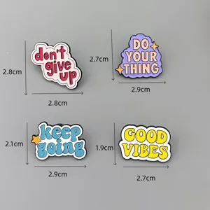 Encouraging English text metal brooch badges, fashion styles for daily wear and decor.
