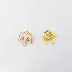 Gold and white enamel dove lapel pin, elegant religious brooch badge for apparel accessories