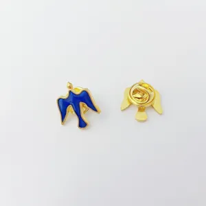 Exquisite blue and gold enamel dove lapel pin, perfect fashion accessory for clothing and gifts.