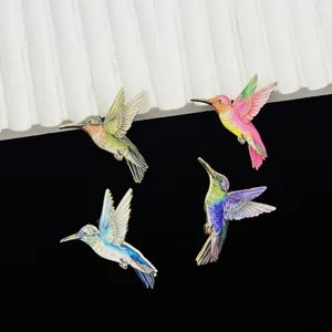 Hummingbird enamel brooch alloy cute animal bird badge for women clothing accessories gift