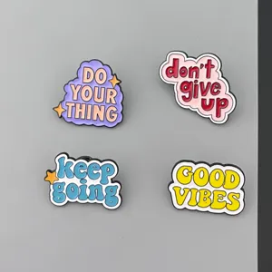 Motivational enamel lapel pin badge set, metal cute quote brooch for jacket backpack clothes