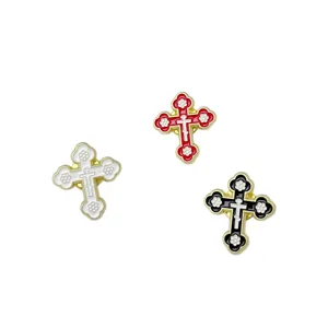 Cross brooch enamel pin set metal badge vintage clothing accessories fashion jewelry wholesale