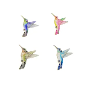 Hummingbird enamel brooch set elegant alloy bird lapel pin fashion women clothing accessories