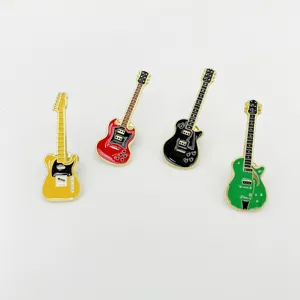 Cute electric guitar enamel pin set, creative alloy rock music badge for clothes and backpacks