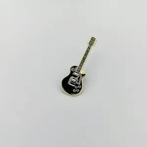 Black and gold electric guitar enamel pin alloy brooch rock music badge clothing decor