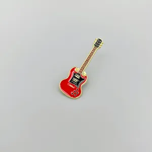 Cute electric guitar enamel pin alloy rock music badge backpack clothing clothes decoration