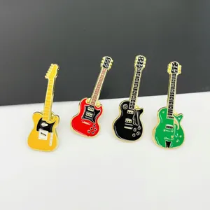 Cartoon electric guitar enamel brooch alloy pin fashion rock clothing backpack badge decor