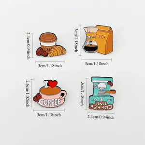 Cute coffee theme enamel pins badge set, metal brooch for clothes bags backpack accessories