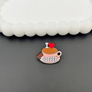 Cute cartoon coffee cup metal brooch pin for backpack clothing apparel accessories.