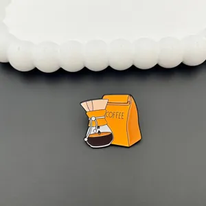 Cute cartoon coffee maker enamel pin fashion metal brooch backpack clothes accessories badge