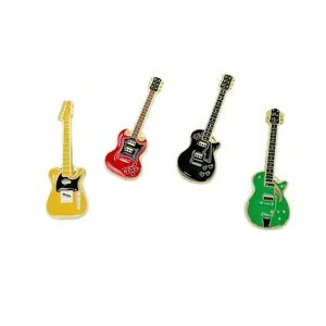 Cute electric guitar enamel brooch pins set, alloy rock music fashion backpack decor badges