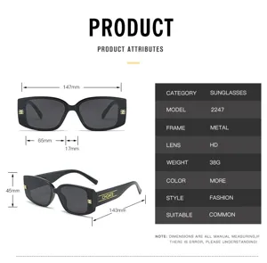 Fashion square metal sunglasses with HD lenses, lightweight 38g design for daily wear.