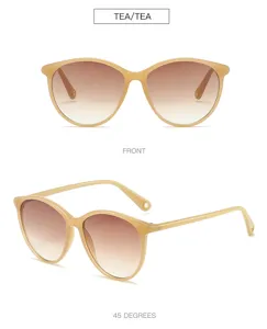 Gradient oval sunglasses for women, lightweight fashion eyewear with distinctive temple detail.