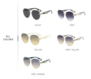 Modische unisex Sonnenbrille ohne Rahmen mit stylischen Farbverlaufsgläsern Metallbügel.