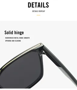 Classic oversized square frame women sunglasses detail view reinforced metal hinge