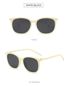 Klassische runde Sonnenbrille für Damen, stilvoller UV-Schutz mit elegantem weißem Gestell.
