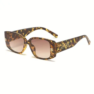 Chic chunky tortoise square sunglasses with gradient lenses and stylish temple branding.