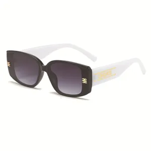 Stylish square sunglasses for women, trendy thick frame gradient lenses sun protection.