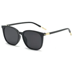 Neue 2024 runde Anti-UV Mode Sonnenbrille schwarz fur Damen Hauptansicht elegant