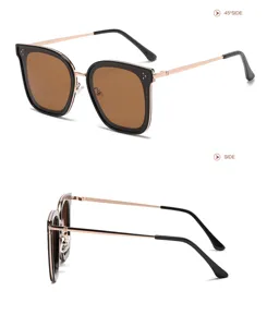 Gafas de sol cuadradas oversize elegantes para mujeres y hombres, varillas de metal, protección UV.