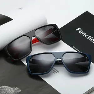 Gafas de Sol Polarizadas para Hombres Moda Exterior Conducción UV400 Montura Cuadrada Gafas de Sol Retro Streetwear