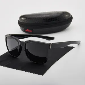 Classic black polarized sunglasses for men and women, ideal for outdoor driving and daily wear.