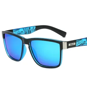 Gafas de sol polarizadas para hombre con lentes de espejo azul y montura negra elegante.