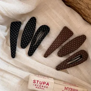Fermagli per Capelli Rivestiti in Tessuto a Pois Stile Mori Triangolo Goccia d'Acqua Ovali Snap Clip Dolci Clip per Frangia da Donna Accessori