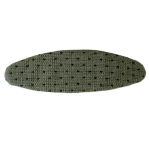 Fermaglio per capelli ovale in tessuto verde intrecciato con pois neri alla moda