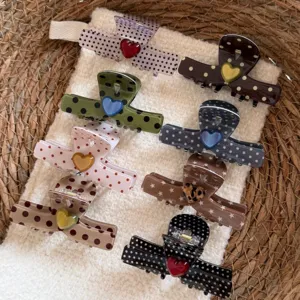 Koreanische süße gepunktete Herz Haarklammer Set für Frauen Alltag niedliche tägliche Haarschmuck