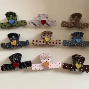 Koreanischer süßer gepunkteter Herz Haarklammer Set, tägliche vielseitige Haaraccessoires